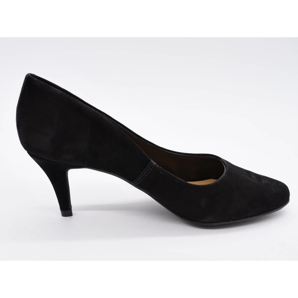 Chelsea Crew Black Label Pumps Womens 7 Black Faux Suede Almond Toe Cone Heels - Picture 3 of 11